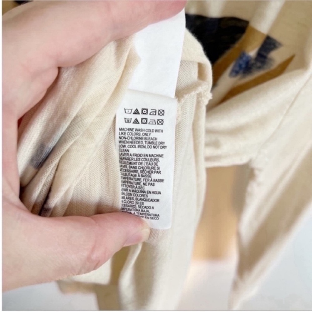 Lucky Brand t-shirt cream blue southwestern geometric long sleeves cotton - Picture 6 of 7